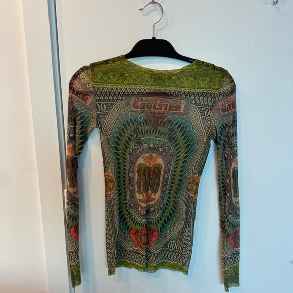 Jean Paul Gaultier Long-Sleeve Banknote Top Multi XS - Picture 8 of 9